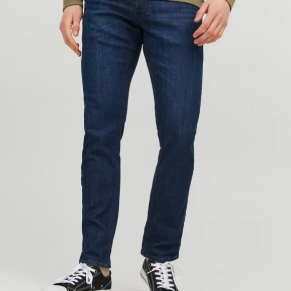 Jack & Jones Men's Comfort Tim Straight Slim Dark Blue Jeans Size 32 - Picture 1 of 10